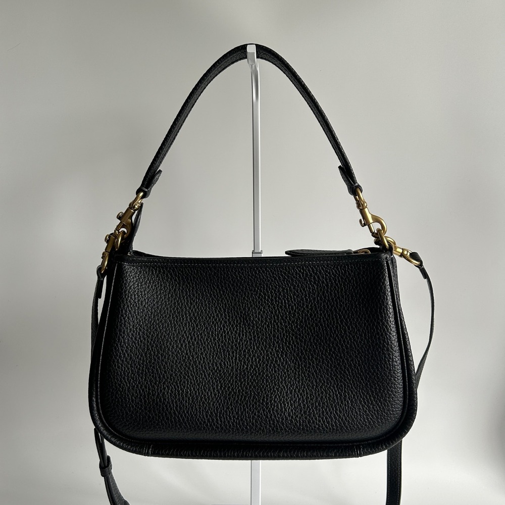 Coach Cary Black Pebbled Leather Crossbody Shoulder Bag CC437 Excellent - Picture 2 of 12